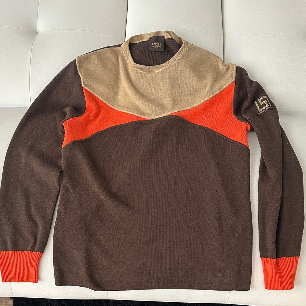 Versace Collection Brown and Orange Crewneck Sweater